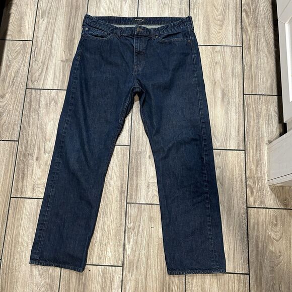 Banana Republic Mens Jeans 36x28 Dark Wash Mid Rise Slim Straight 100% Cotton - Picture 1 of 10